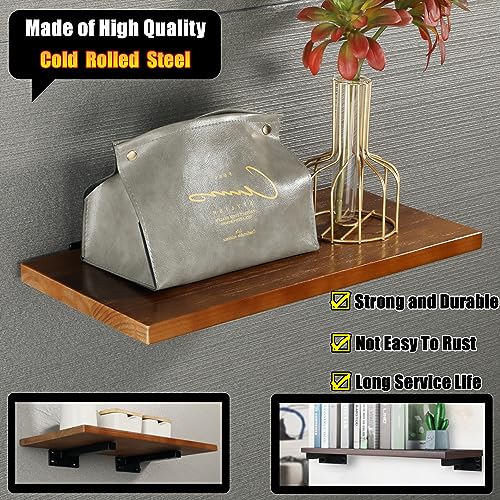Alise Floating Shelf Brackets,Black T Bracket for Shelves Heavy Duty Hidden Brackets for Wooden Board Hanging Supports Blind Shelf Wall Mount 6 Inch,JT150B-4P,Pack of 4