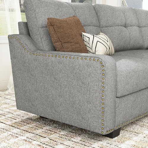 HONBAY Convertible Sectional Sofa L Shaped Couch for Small Apartment Reversible Sectional Couch for Living Room,Dark Grey