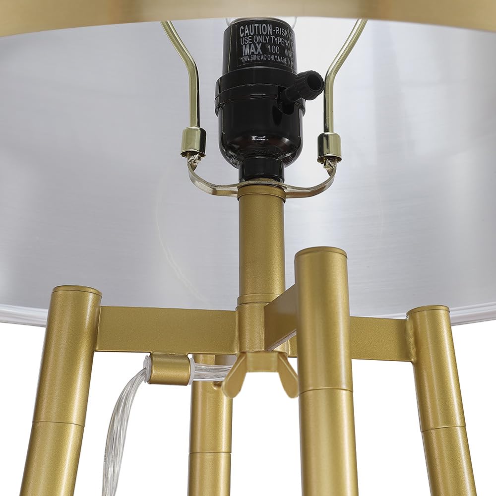 ROSEN GARDEN Floor Lamp, Standing Reading Light with Shelves and Gold Shade, Modern Tall Pole Lamp, Accent Furniture Décor Lighting for Living Room, Bedrooms