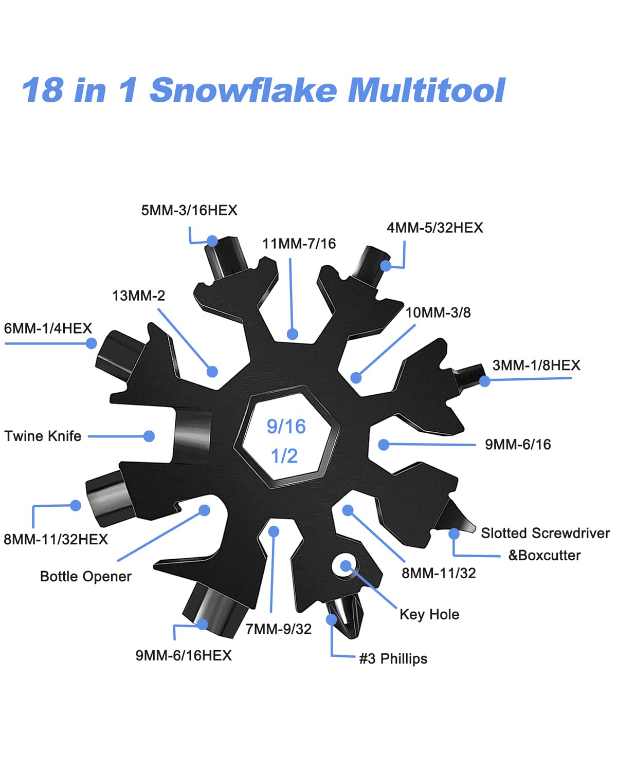 ZWZIOO Stocking Stuffers for Adults Men Women, Gifts for Men, 18 in 1 Snowflake Multitool, White Elephant Gifts for Adults, Christmas Gift for Men Who Have Everything, Cool Gadget for Boy, Him,Husband