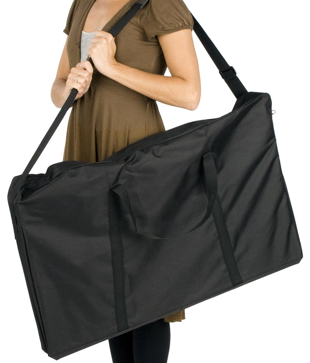 3-Panel Table Presentation Board, 54 x 30 - Blue Hook & Loop Fabric and White, Dry-Erase Write-on Panels