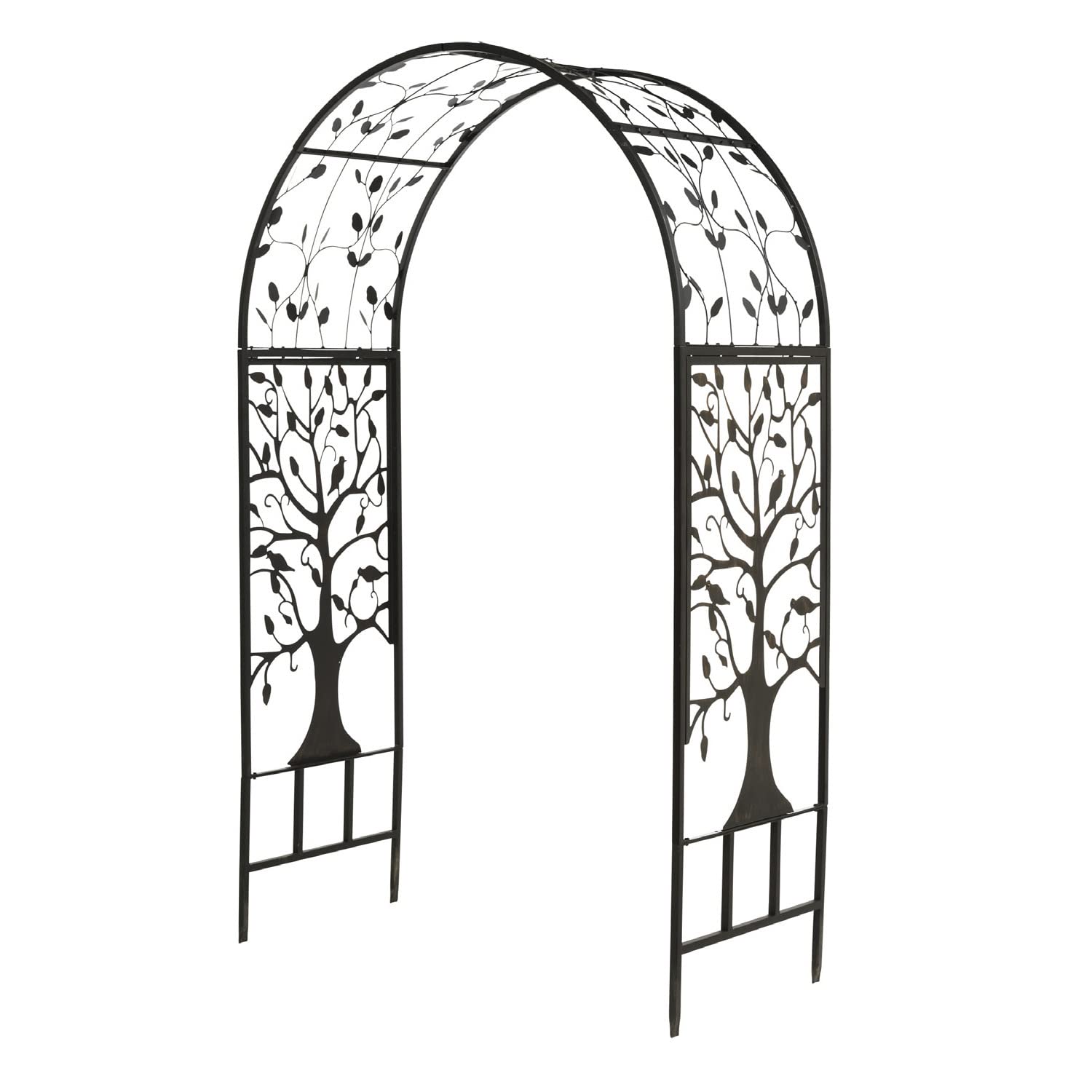 Plow & Hearth Arch Metal Outdoor Garden Arbor | Tree of Life | 7 Feet Tall | Black | Trellis Lattice for Plants | Wedding | Outdoor Patio Décor