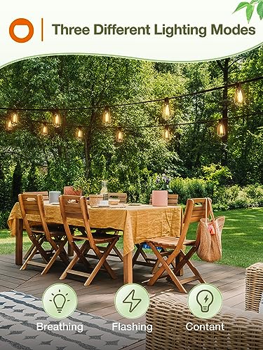 addlon 33(27+6) FT Solar String Lights Waterproof,Patio Lights Solar Powered with Remote& USB Port 12+1 LED Shatterproof Bulbs 3 Lighting Modes Outdoor Lights for Camping Backyard Garden