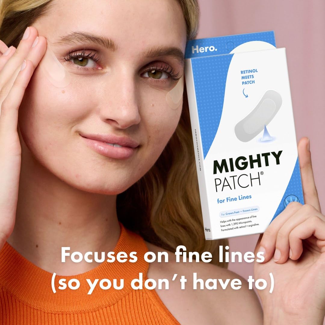 HERO COSMETICS Mighty Patch™ for Fine Lines Patches - Featuring Retinol and 1,390 dissolving Micropoint™ Points to Help Renew the Look of Skin (6 Count)