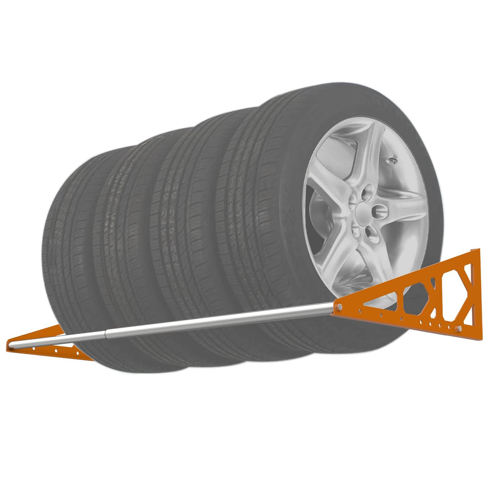 Fioracl Tire Rack Wall Mount Adjustable 31"-56" Tire Storage Rack Wall Mount Wheel Rack with Heavy Duty Telescopic RodsSteel 400 Pound Weight Capacity (Orange)