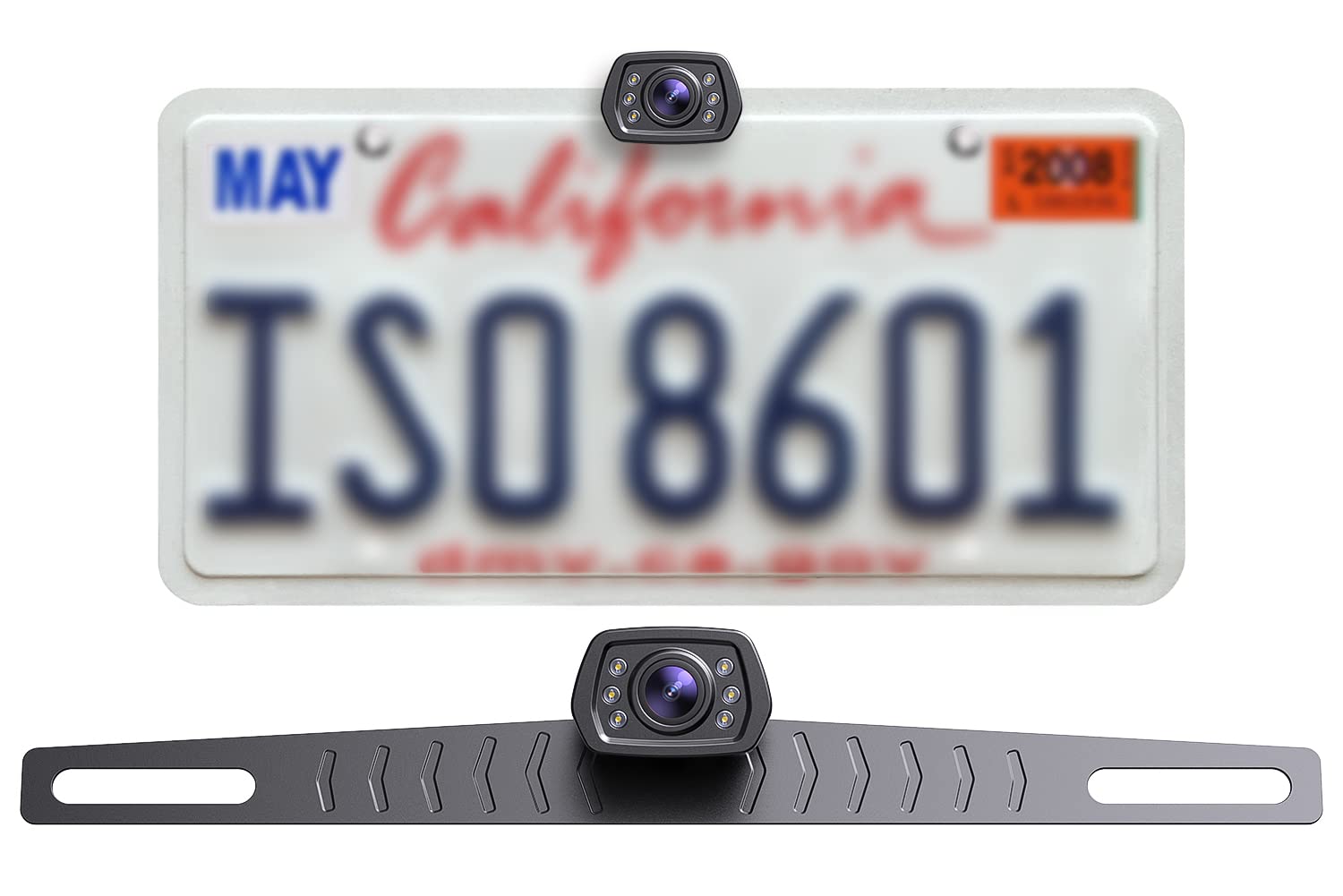 ZEROXCLUB HD Car Backup Camera 6 Auto LED Lights Night Vision, IP69 Waterproof Wired License Plate Rear View Camera 149° Wide View Reversing Camera for Car Pickup Truck SUV-B2