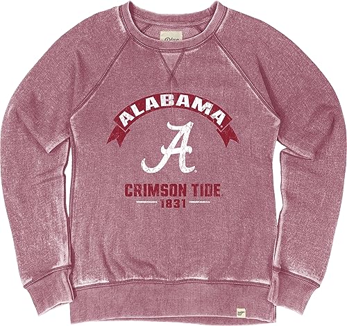 Blue 84 Women's Standard NCAA Officially Licensed Crewneck Sweatshirt Burnout Vintage Scholar, Team Color