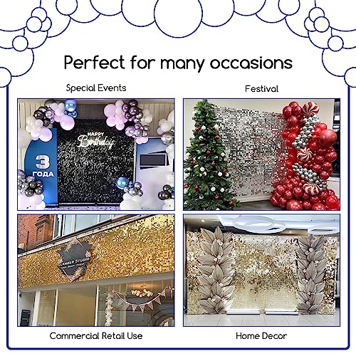 COKAOBE Black Shimmer Wall Backdrop, 18 Pcs Square Sequin Shimmer Backdrop Panel, Photo Backdrops for Birthday, Anniversary, Wedding, Halloween, Graduation & Bachelorette Party Decoration