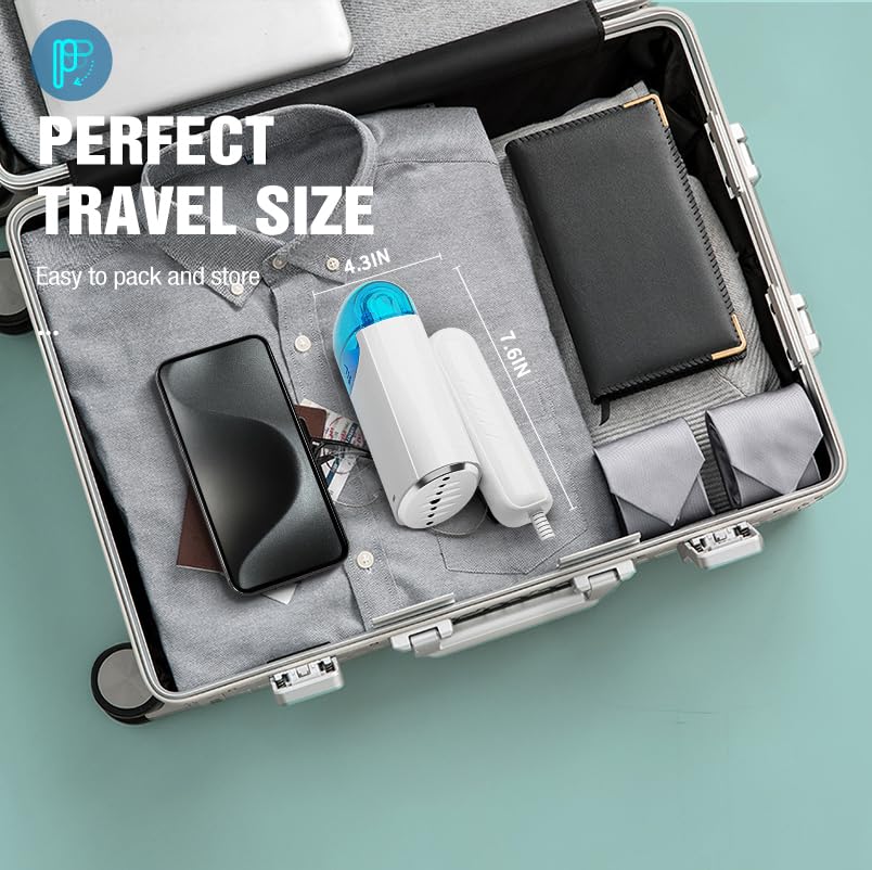 TYY Travel Steamer for Clothes with Dual Voltage 100-240V, Foldable Clothes Steamer Fabric Wrinkle Remover, Portable Handheld Garment Steamer and Steam Iron 2-in-1 for Worldwide Traveling