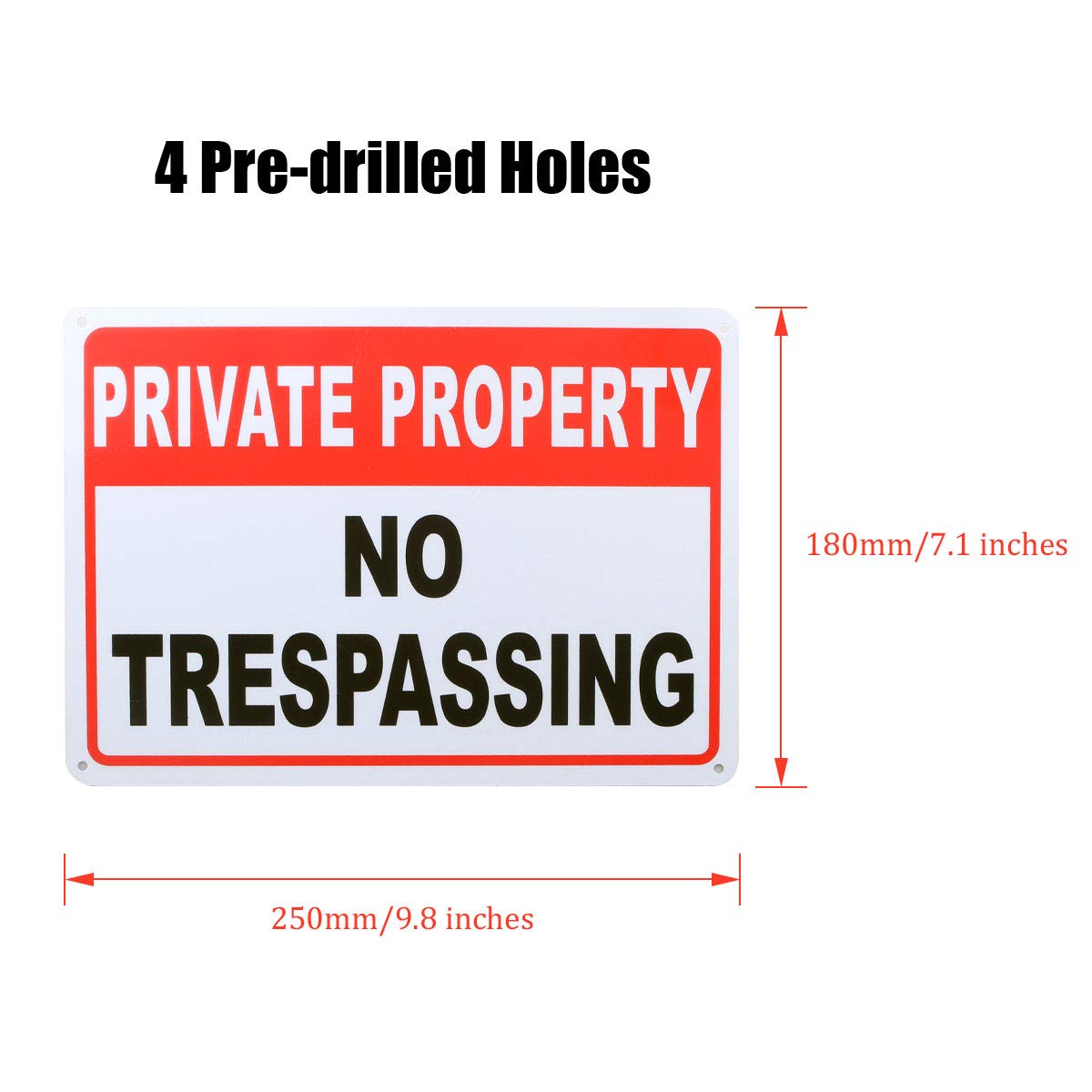 ABuff 10 Pack No Trespassing Signs Private Property Aluminum Warning Sign 10"x 7" .04" Outdoor Use for Home Yard Business Driveway Alert, Reflective, UV Protected & Waterproof