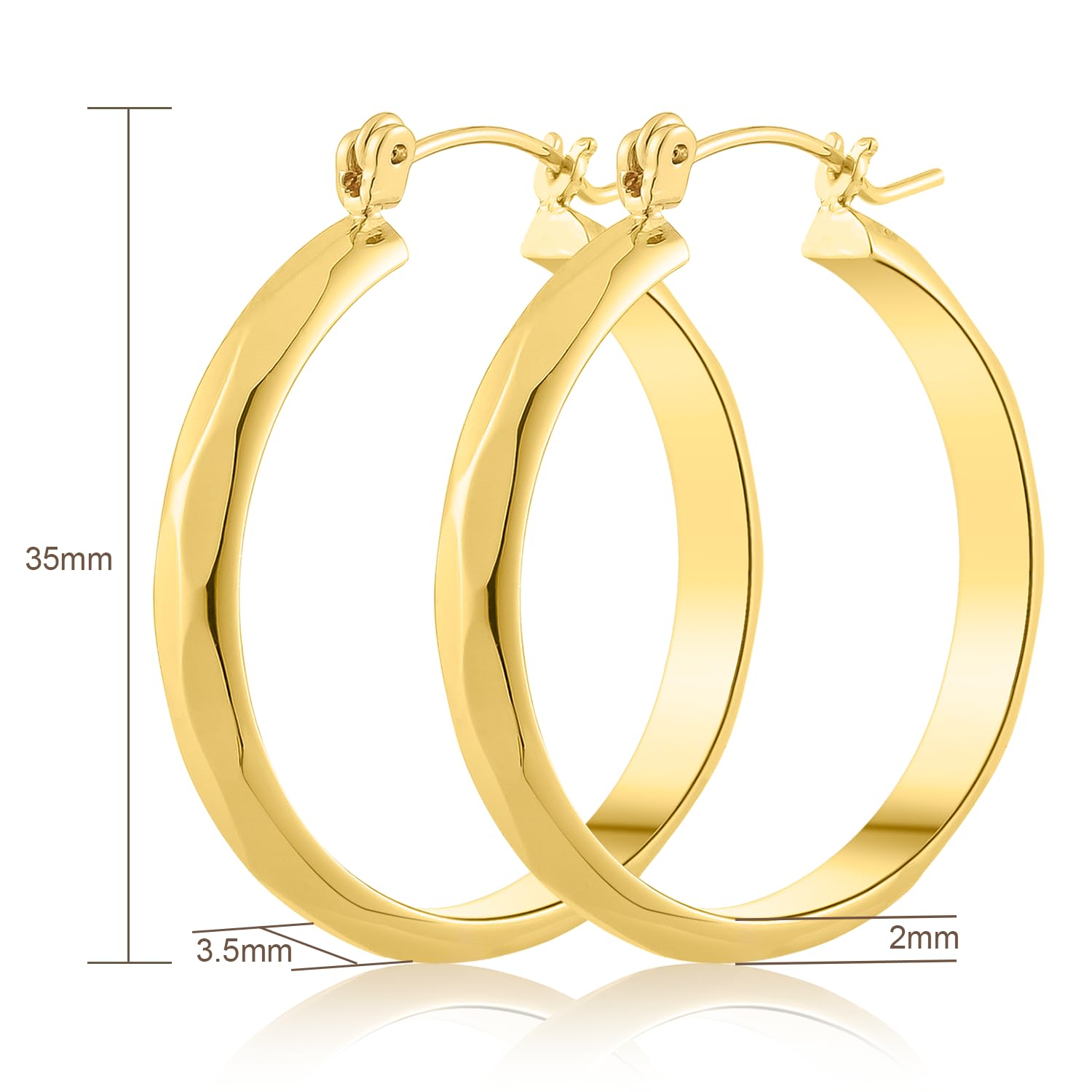 Ongerek 14k Gold Earrings for Women 14k Gold Hoop Earrings for Women Trendy Chunky, Hypoallergenic Earrings for Women Unique Pattern Gold Jewelry