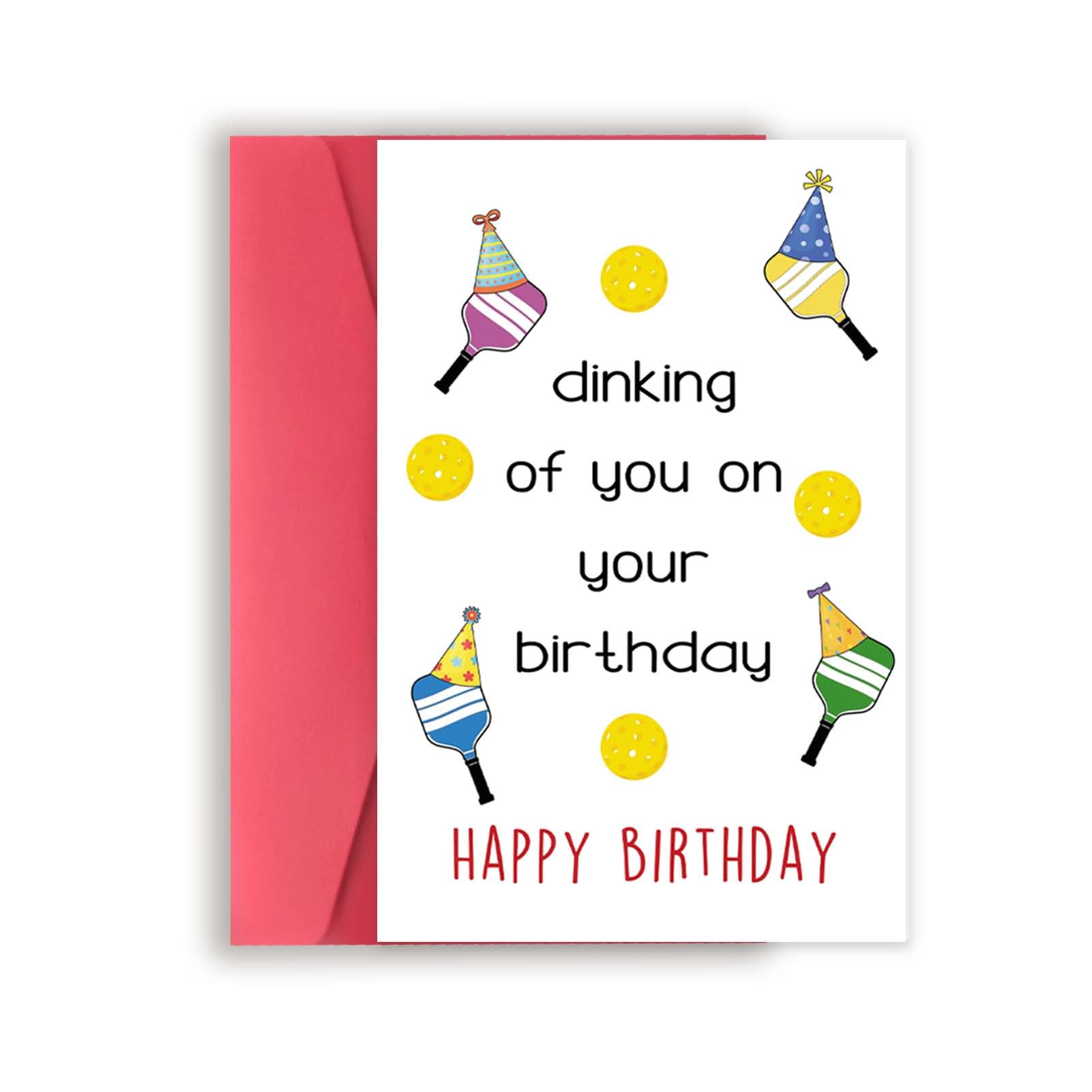 Asmallgf Happy Pickleball Birthday Card for Grandpa Grandma, Funny Sport Themed Birthday Gifts for Women Men, Dinking Of You on Your Birthday