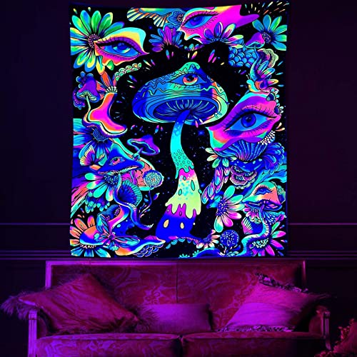 Atrippy Blacklight Tapestry Wall Hanging Cool Cheetah Black Tapestry Colorful Leopard Black Posters Room Decor for Men Bedroom Aesthetics Living Room Dorm (51''x 60'')