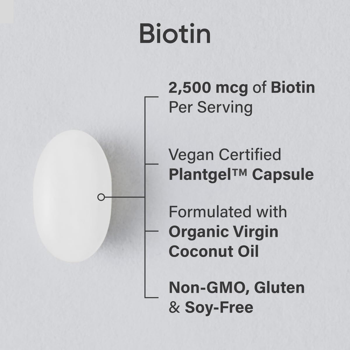 Sports Research® Biotin 2,500mcg with Organic Coconut Oil - Biotin (Vitamin B7) for Healthy Skin and Hair Support* - for Women and Men - Vegan, Non-GMO, Gluten & Soy-Free - 120 Veggie Softgels
