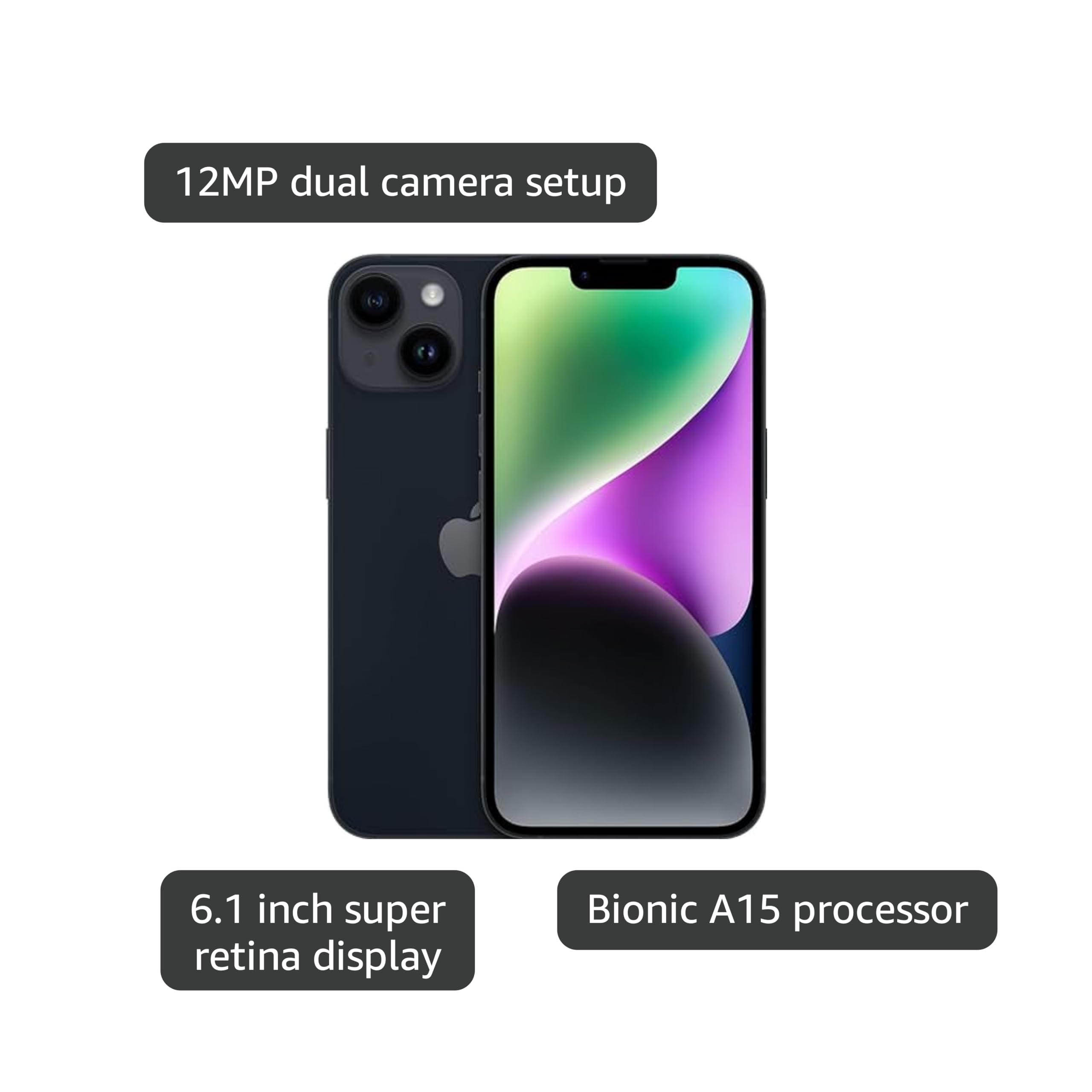 Apple iPhone (Renewed Premium) 14, 128GB, Midnight - Unlocked