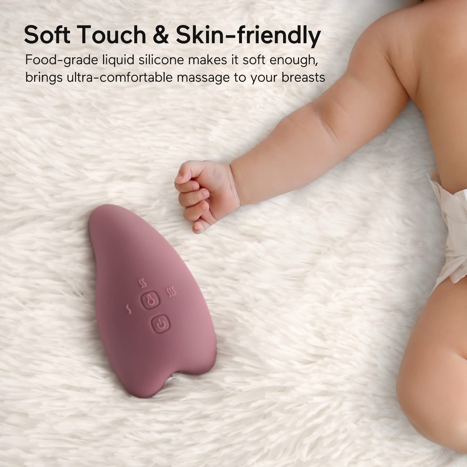 Momcozy Warming Lactation Massager 2-in-1, Soft Breast Massager for Breastfeeding, Heat + Vibration Adjustable for Clogged Ducts, Improve Milk Flow, Engorgement