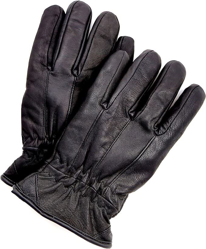 Riparo Winter Gloves for Men, Leather Winter Gloves for Cold Weather, Snow Gloves for Motorcycle Driving Hiking Outdoor (Black II, Large)
