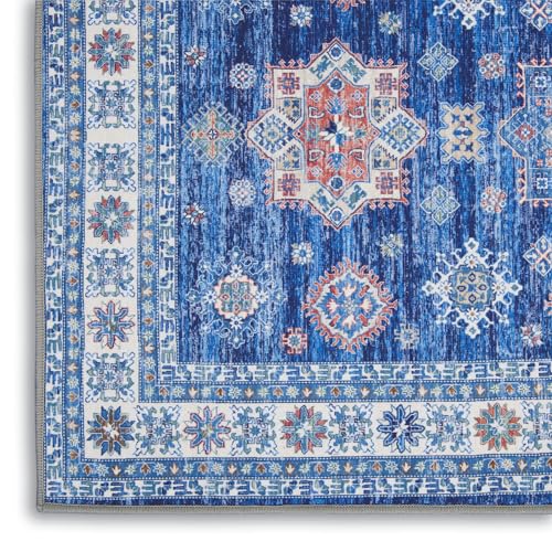 Nourison Fulton Medallion Blue 1'10" x 5' Area -Rug, Easy -Cleaning, Non Shedding, Bed Room, Living Room, Dining Room, Kitchen (2x5)