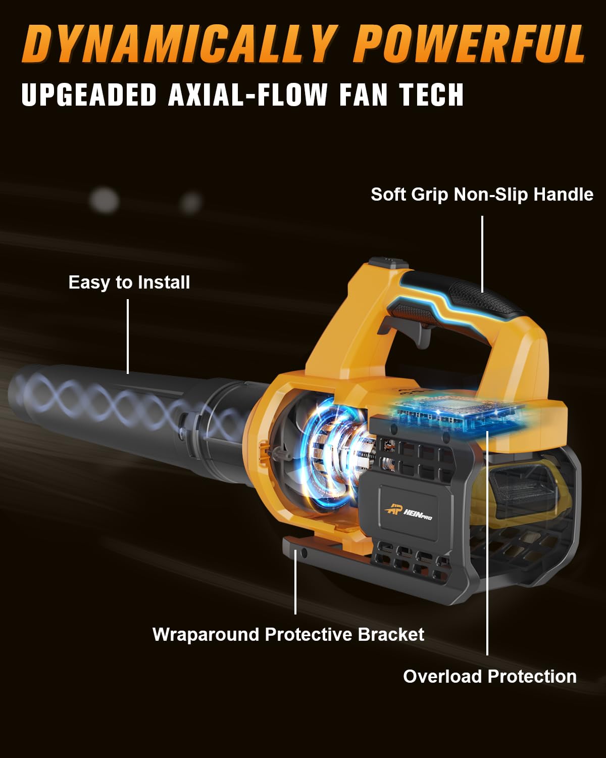 HEINPRO Cordless Leaf Blower Compatible with Dewalt 20V Max Battery(No Battery) 400CFM Electric Leaf Blower Cordless, Variable Speed, Turbo Mode, Battery Powered Leaf Blowers for Lawn Care,Yard