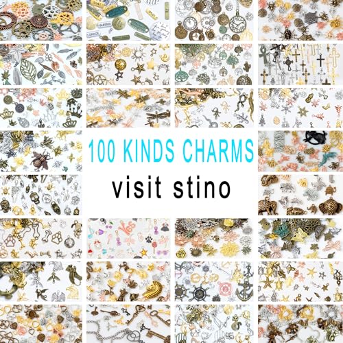 stino 100g Metal Flower Connector Charms for Jewelry Making, Bulk Silver & Gold Charms for Braclet Necklace Crafts (Flower-2 Hole Mixed Color)