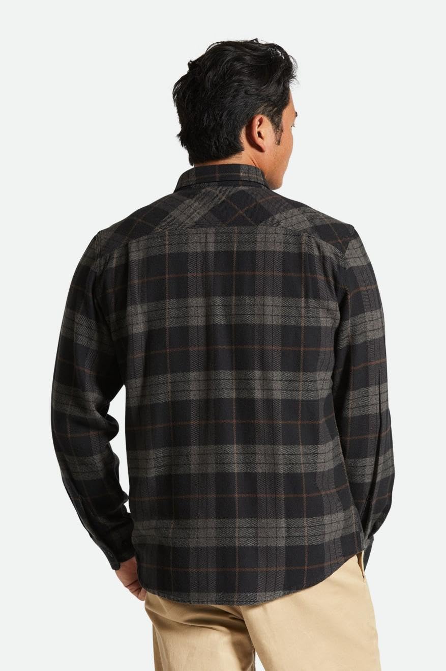 Brixton mens Bowery L/S Flannel Button Down Shirt, Black/Charcoal, XX-Large US