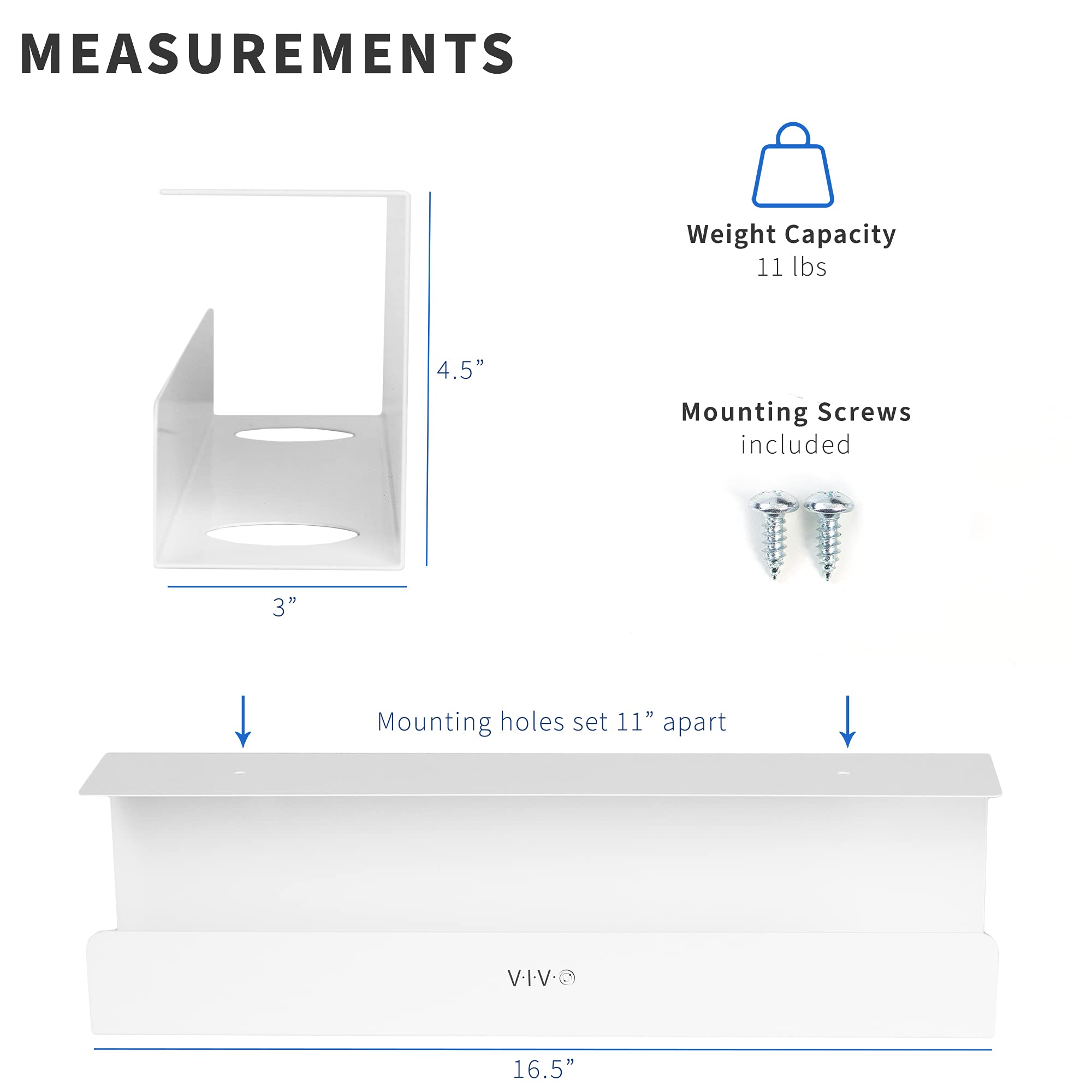 VIVO Under Desk 42 cm Cable Management Tray, Power Strip Holder, Cord Organizer, Wire Tamer for Office and Home, White, DESK-AC06-1CW