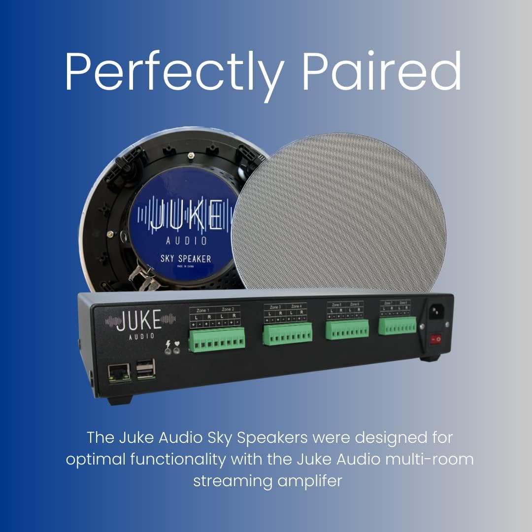 JUKE AUDIO | 6 Zone Amplifier with 12 Ceiling Speakers | Multi-Room Audio Package