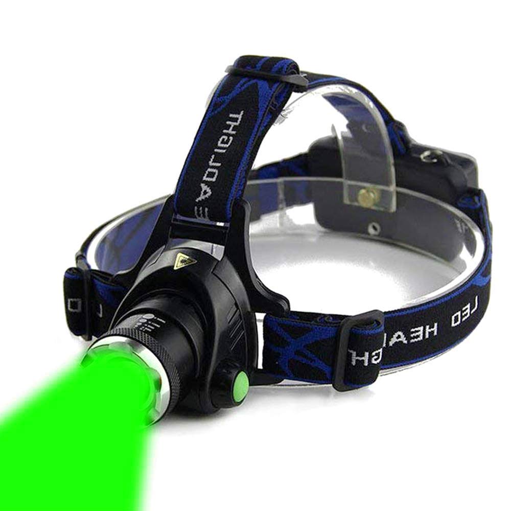 AuKvi Green Light Headlamp,3 Mode Green LED headlamp,Zoomable Green headlamp,Adjustable Focus Green LED Headlight for Astronomy, Aviation, Night Observation,etc