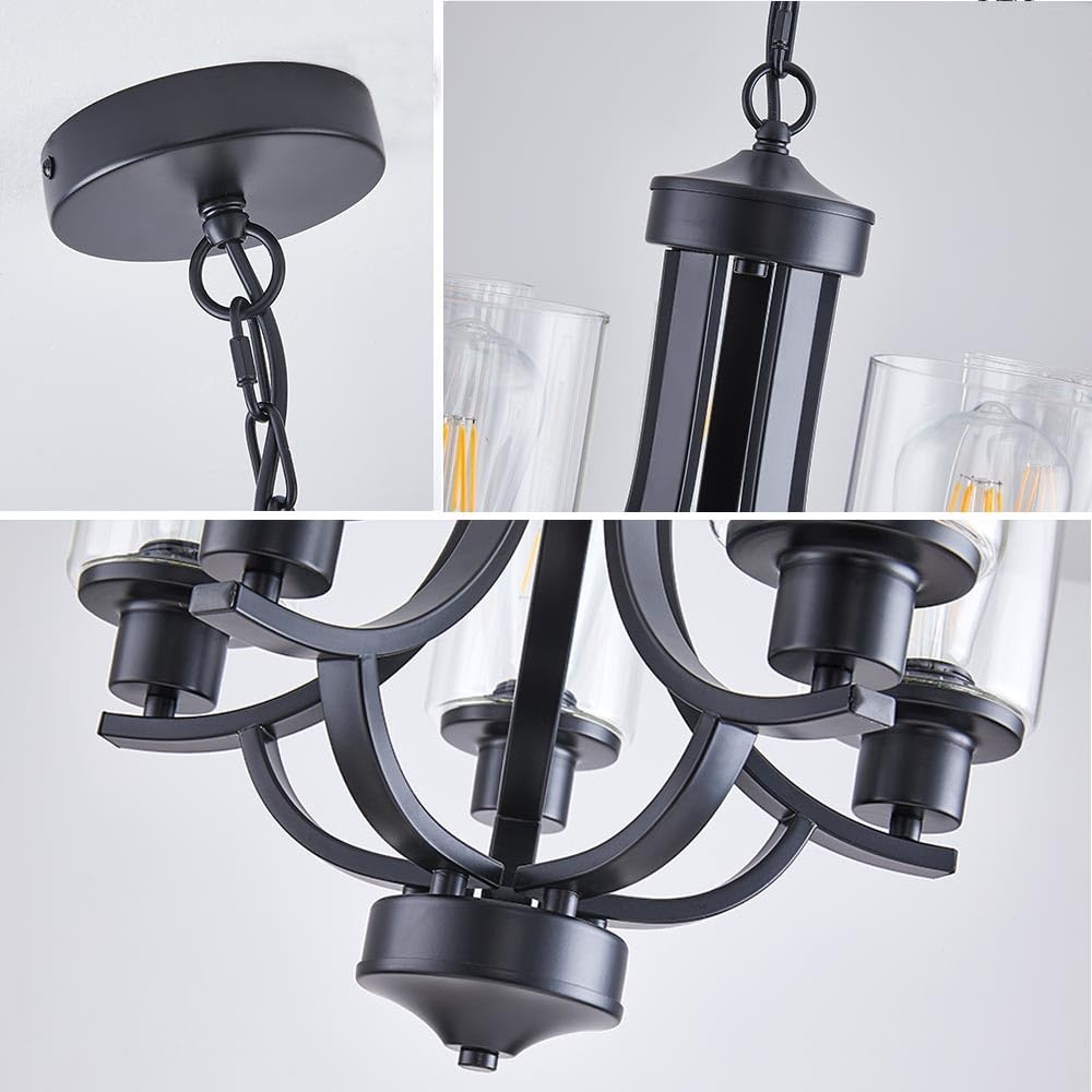 TELAFLY 5-Light Dining Room Chandelier,Modern Small Chandeliers Black Rustic Metal Farmhouse High Ceiling Pendant Light Fixtures for Living Room,Kitchen,Foyer,Bedroom