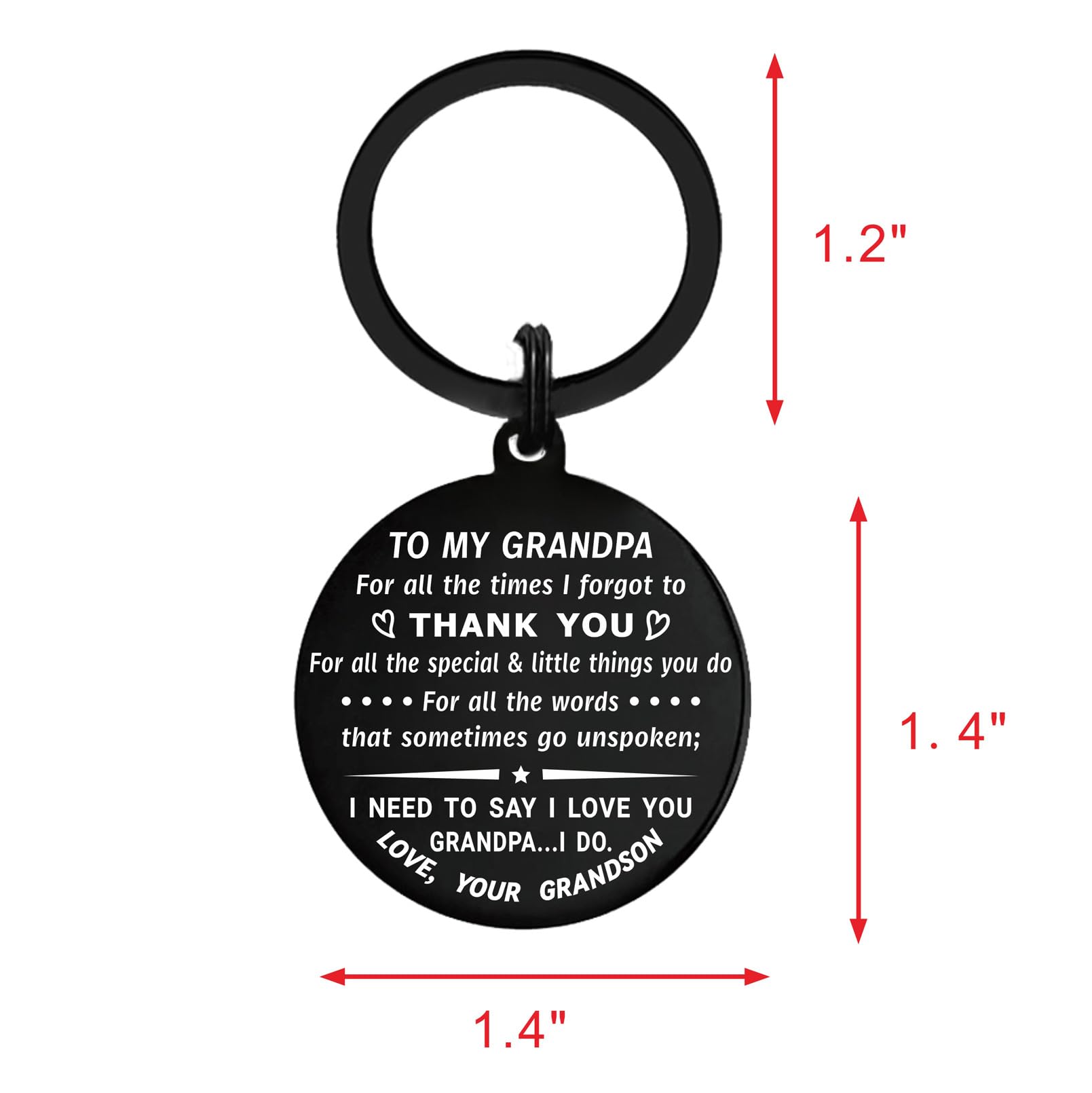 Gifts for Grandpa - Grandpa Birthday Keychain - Best Grandpa Gifts from Grandson - Thank You Grandpa - Fathers Day Christmas Keychain Gifts for Grandpa from Grandson