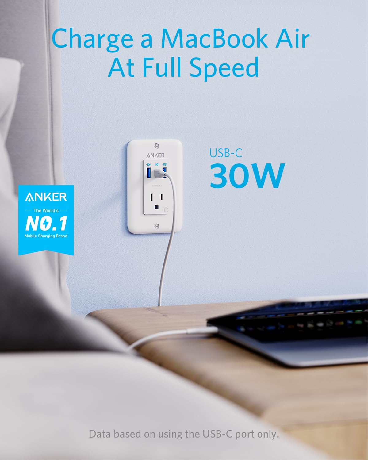 Anker USB C Wall Outlet, PowerExtend USB-C 1 2 Ports, and a 30W Power Delivery Port, Tamper Resistant Receptacles,ETL Listed