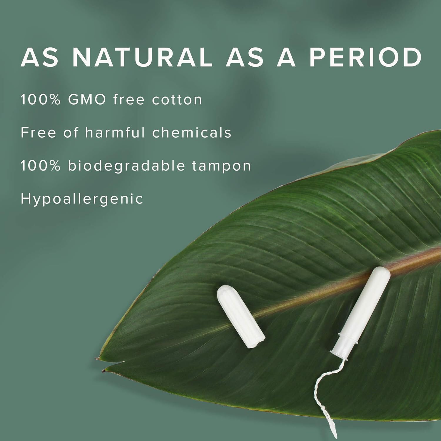 Veeda 100% Natural Cotton Tampons - Super Absorbency with Leak Proof Protection - Compact BPA-Free Applicator - Unscented & Free from Chlorine, Toxin - 32 Count
