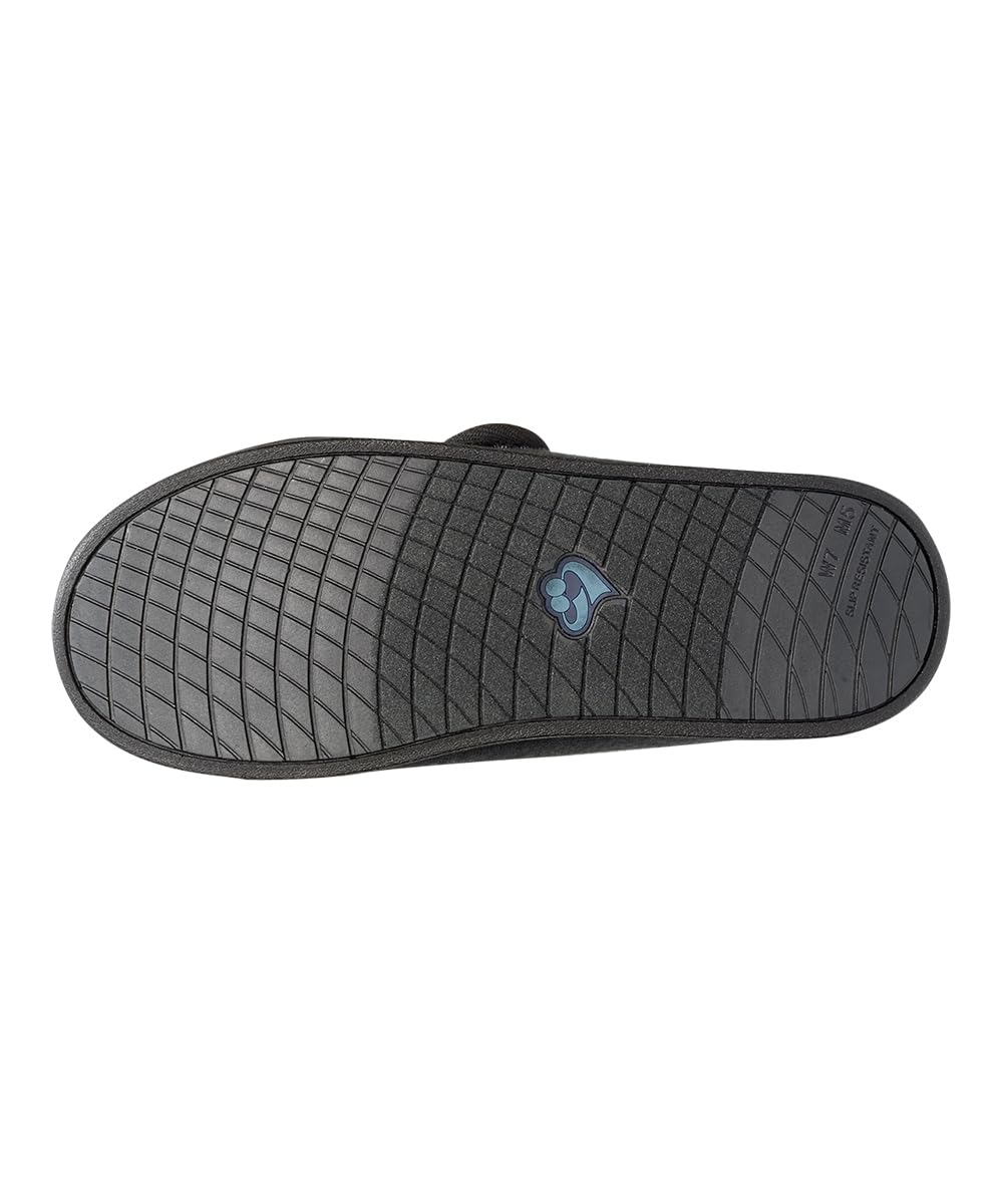 Silvert's Adaptive Clothing & Footwear Women’s Extra Wide Easy Closure Jewel Slippers for Seniors - Brushed Black/Black 10