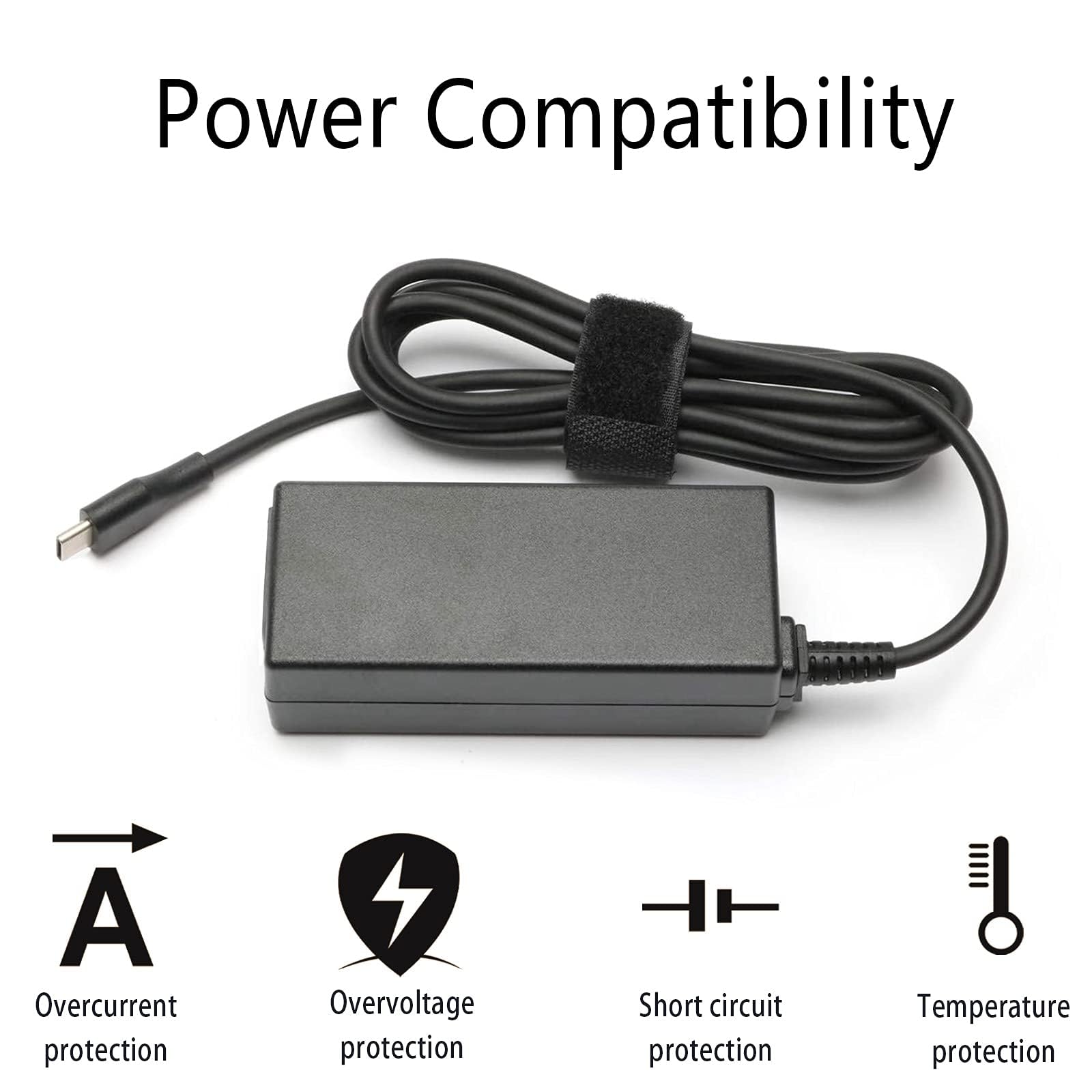 65W 45W USB C Laptop Power Replacement Adapter Charger for Lenovo Chromebook/Yoga/ThinkPad/HP Chromebook/Dell Laptop USB Type C Power Adapter