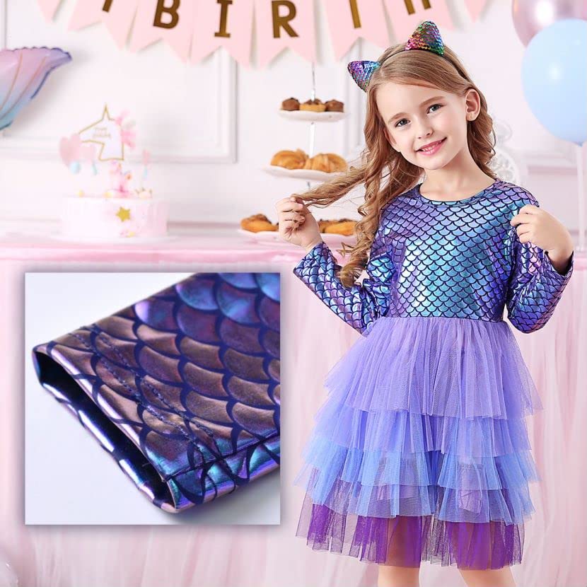 VIKITA Big Girls Dresses Long Sleeve Girl Dress for Kids 3-8 Years LH4104, 12T