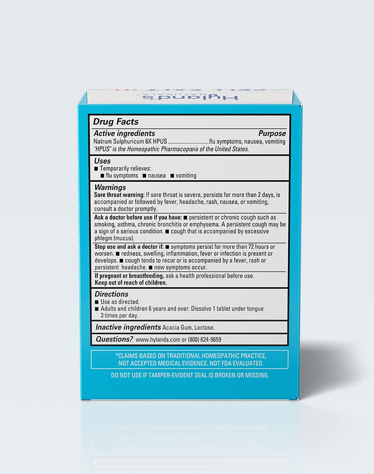 Hyland's No. 11 Cell Salt Nat Sulph 6X Tablets, Cold and Flu Medicine, Nausea Relief, Quick Dissolving Tablets, 100 Count