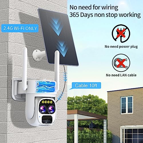 LETSCEE Security Cameras Wirelss Outdoor for Home Security, Alexa Cameras Solar Power,360 View Outside Camera,Motion Detection,10x Hybrid Zoom PAN Tile,IP-65 Weather Proof (1 Pack)