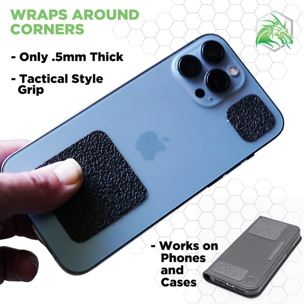 13 Pcs Rubber Grip Tape, Black Grip Tape, Cell Phone Grip Tape Compatible with iPhone Grip Tape for Handles, Mouse Grip Stickers by Dragon Grips, 1 Pk