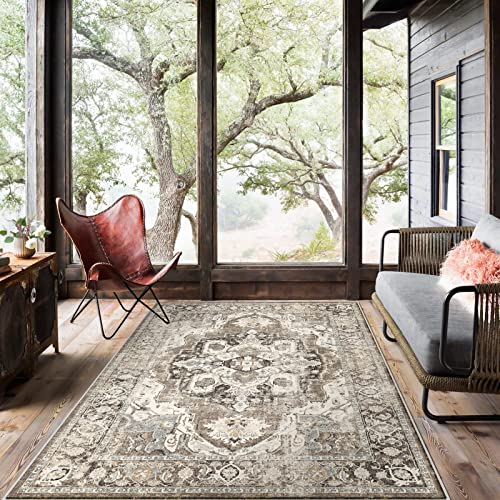 YOUFORTONG Washable 5x7 Area Rugs: Rugs for Living Room Ultra Soft Carpet for Bedroom Waterproof Rug Non Slip Rugs for Hardwood Floors (Beige, 5x7)