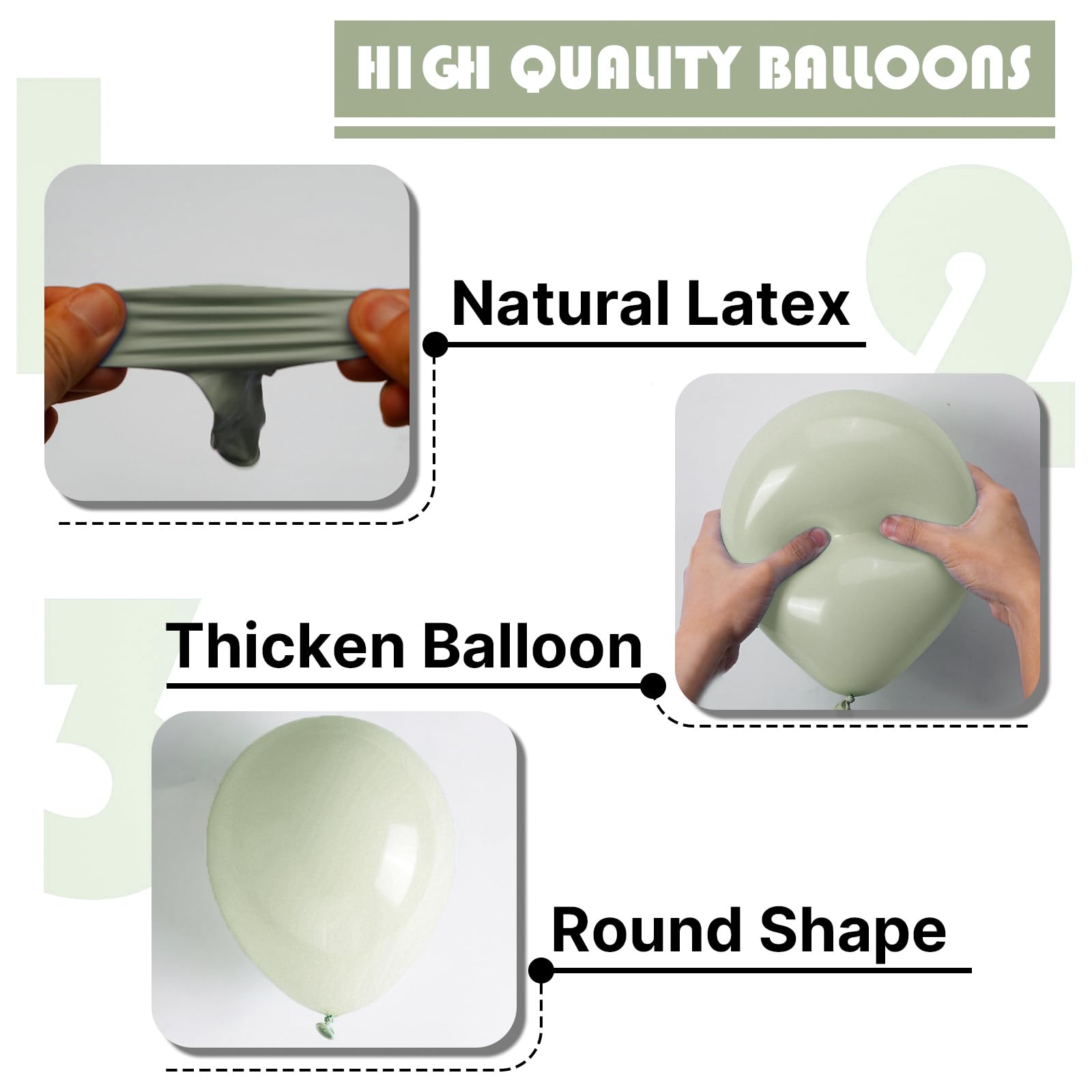 PartyWoo Sage Green Balloons 52 pcs 12 Inch Dusty Green Sage for Olive Green Party Decoration Birthday Graduation Safari Jungle Forest Baby Shower Party Decorations Green-F32