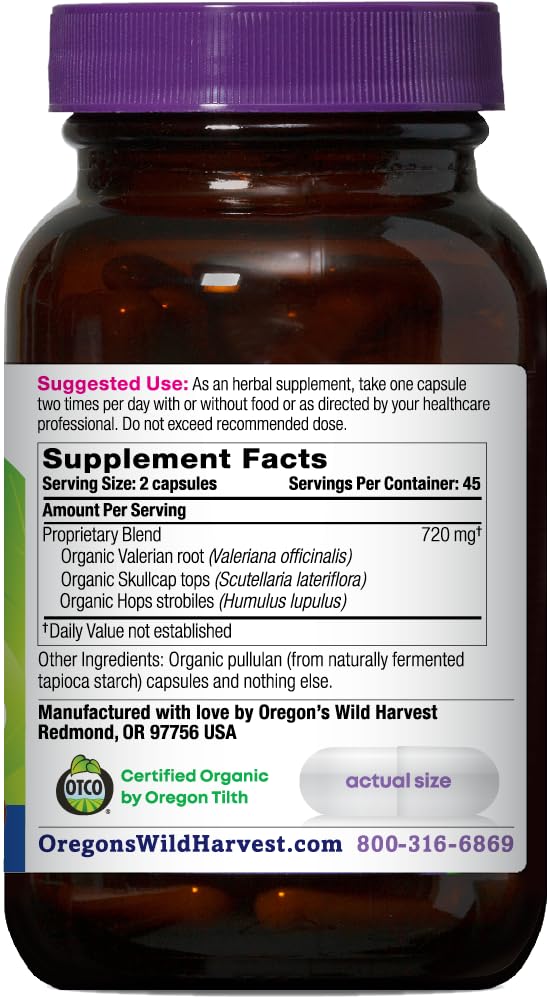 Oregon's Wild Harvest Muscle Relax Organic Herbal Supplement 90 Vegan Capsules