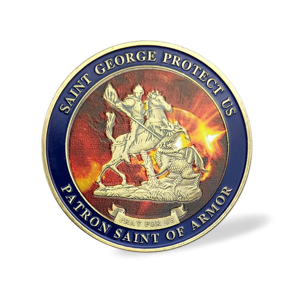 St. George Patron Saint of Armor Protect Us SWAT Police Challenge Coin Military Art Collectibles