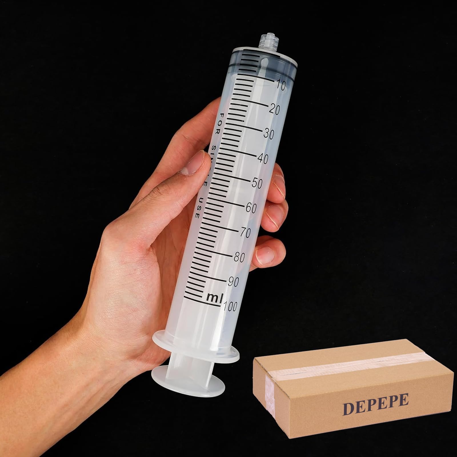 DEPEPE 2pcs 100ml Large Plastic Syringe with 2pcs 47in Handy Plastic Tubing and Luer Connections for Scientific Labs, Measuring, Watering, Refilling, Filtration, Feeding