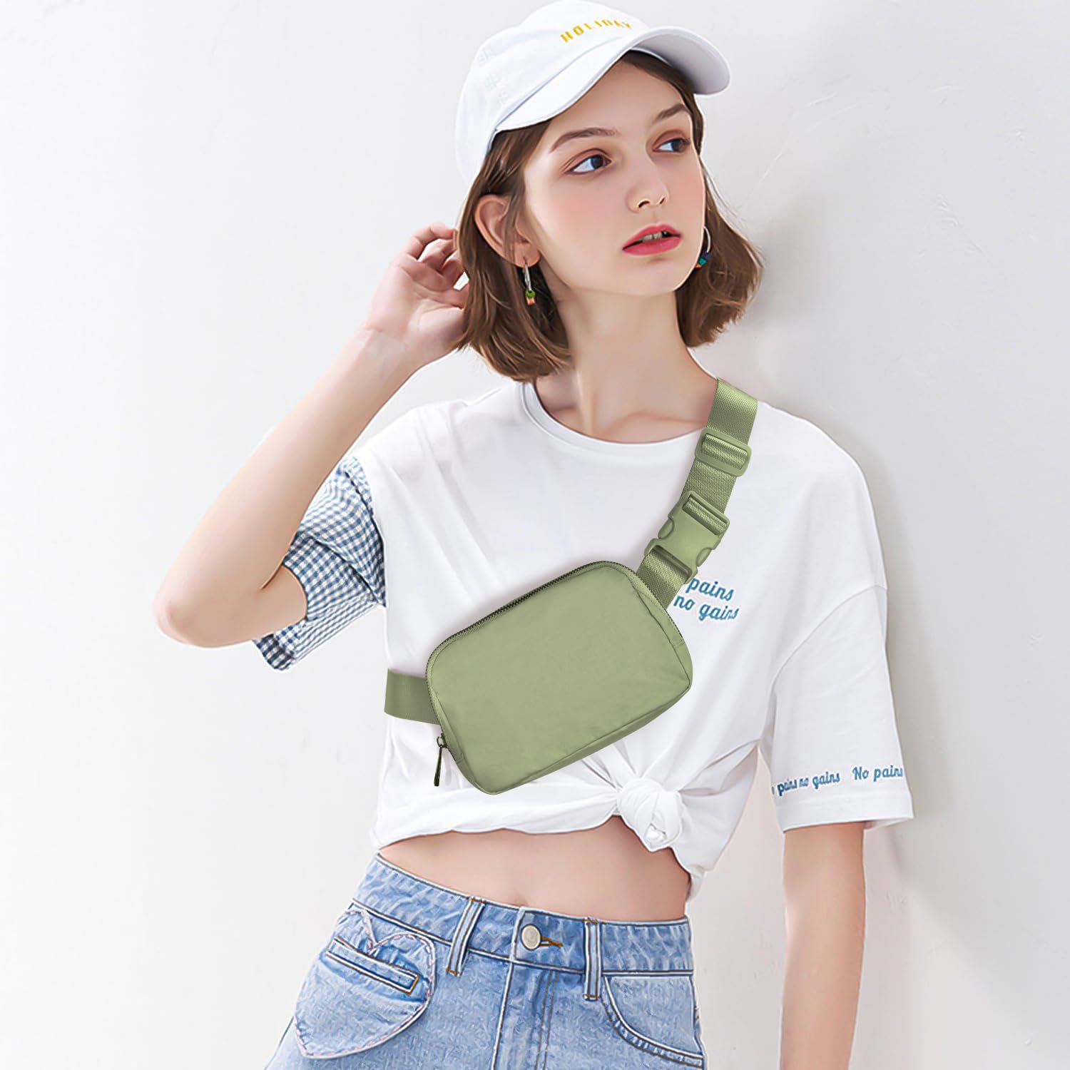 Belt Bag for Women Fanny Pack Crossbody Bags for Women Fashion Waist Packs with Adjustable Strap Gifts for Teenage Girls Women Men (khaki Green)