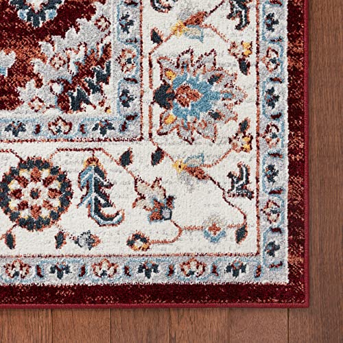 Home Dynamix Everwash Treasure Lina Traditional Medallion Machine Washable Runner Area Rug, Red/Ivory, 2'2"x7'2"