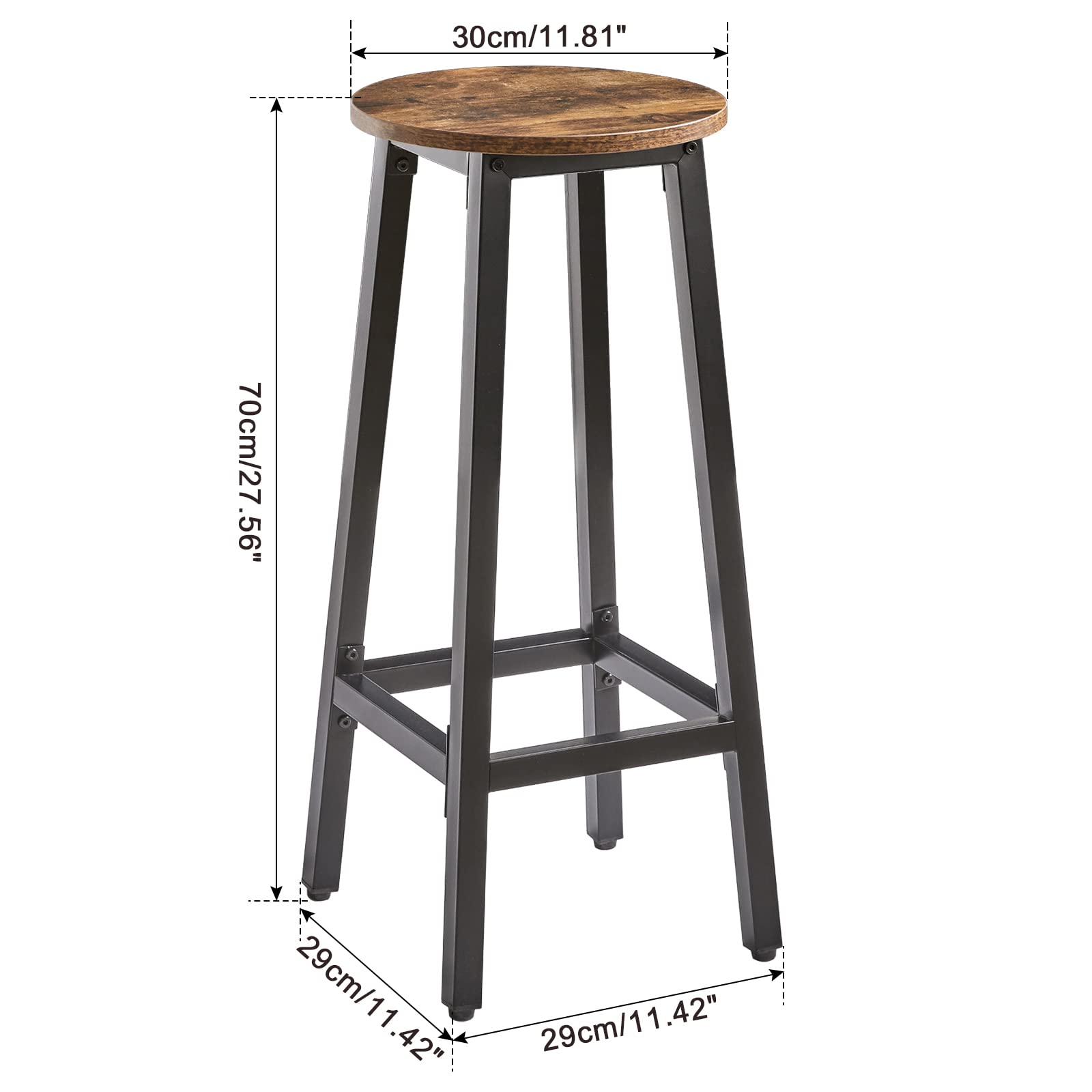 IBUYKE Set of 2 Bar Stools, 27.56-Inch High Seat, Backless Dining Counter Stools, Industrial Kitchen Breakfast Stools, for Dining Room Kitchen Counter Bar TMJ510H