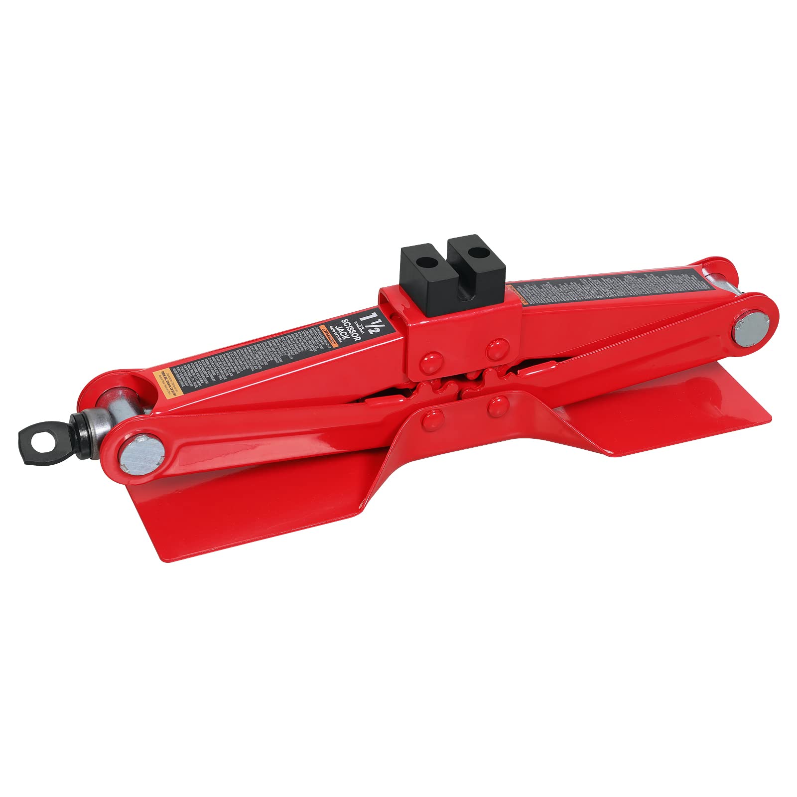 TCE AT10152S4U Torin Portable Steel Scissor Jack with S04 Engineering PVC Saddles: 1.5 Ton (3,000 lb) Capacity, Red