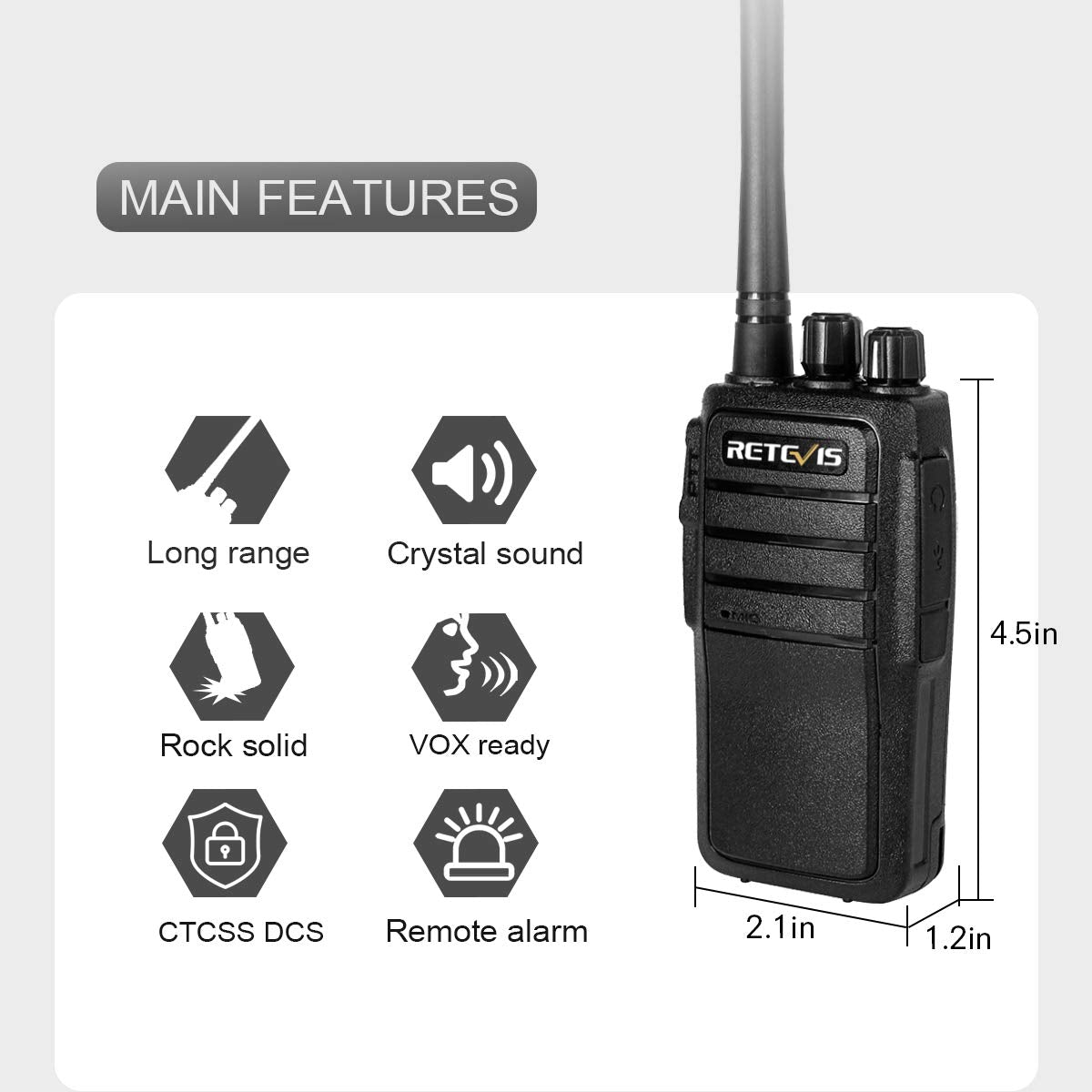 Retevis RT21 Walkie Talkies 20 Pack,Two Way Radio Long Range Rechargeable,Rugged 2 Way Radios,Stable Strong Signal,for Business Education Manufacturing