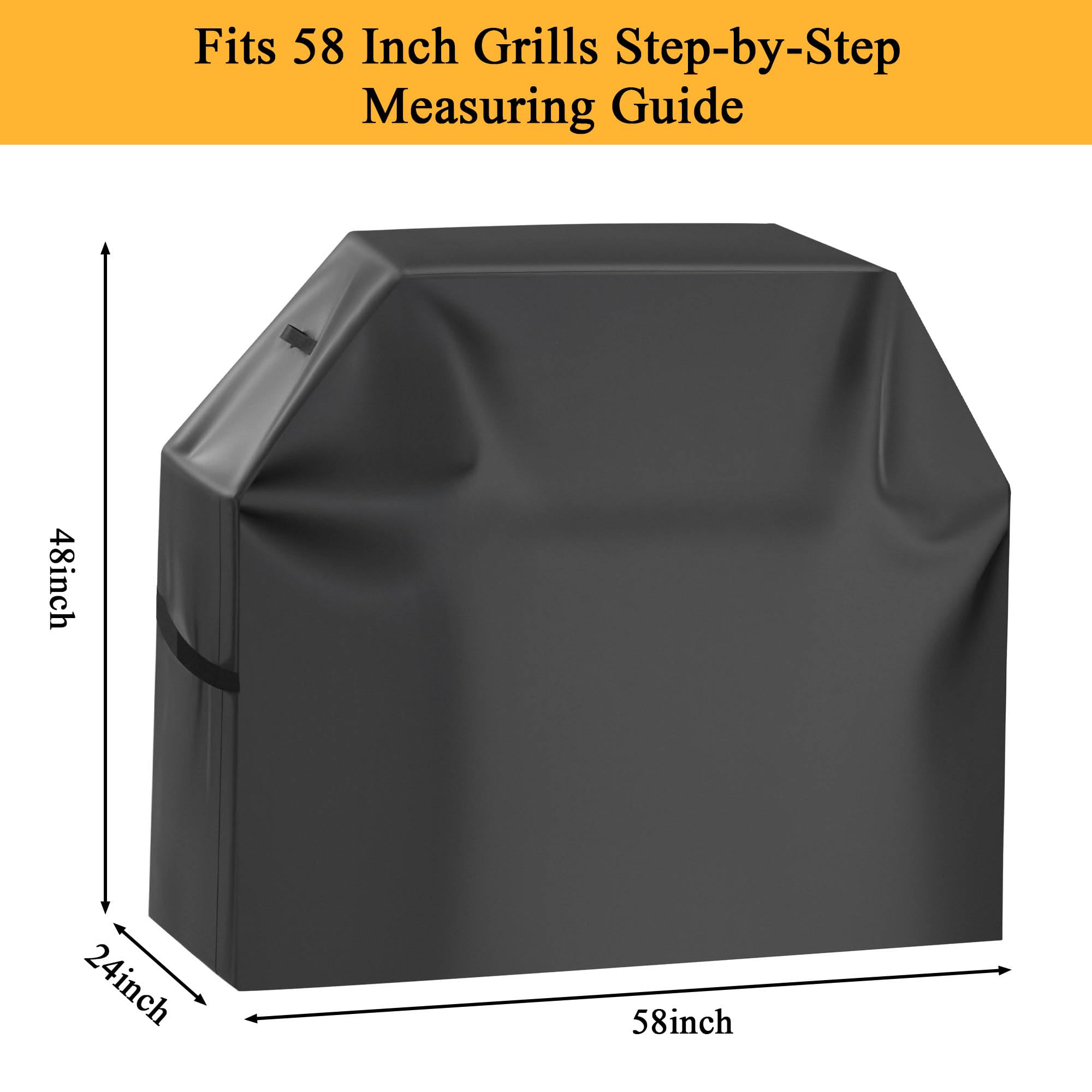 Premium Grill Cover 58 Inch - 420D Heavy Duty Oxford Fabric BBQ Cover with Double Stitching, Waterproof Windproof UV Resistant for Weber Grills，Black