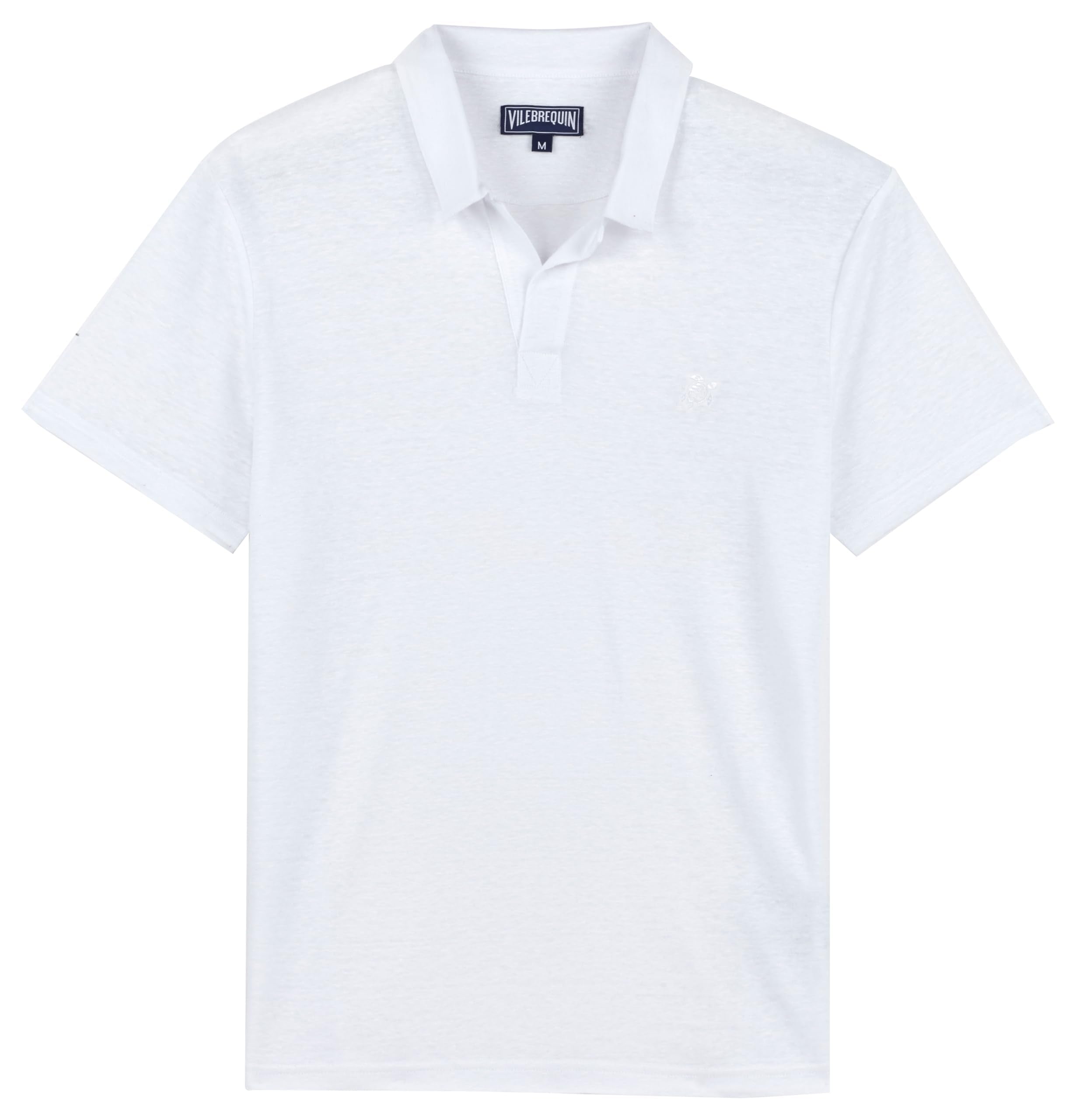 Vilebrequin Men Linen Jersey Polo Solid, L, White